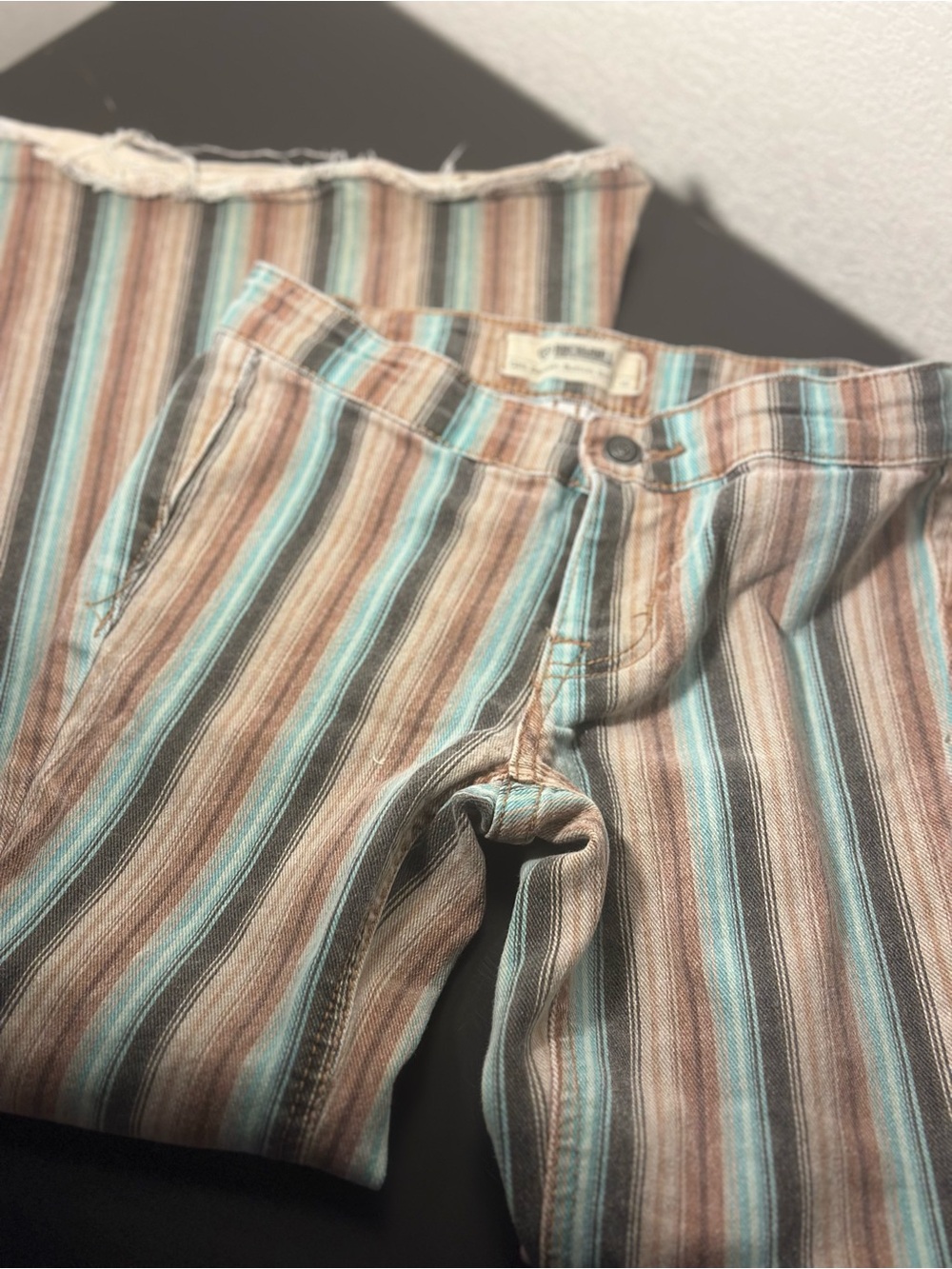 Striped Kids Jeans in Brown and Aqua